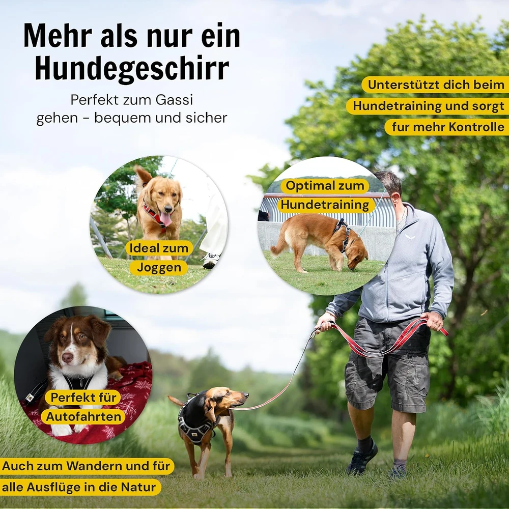 Hundefreund šunų petnešos dideliems šunims, L dydžio, juodos, atšvaitinės