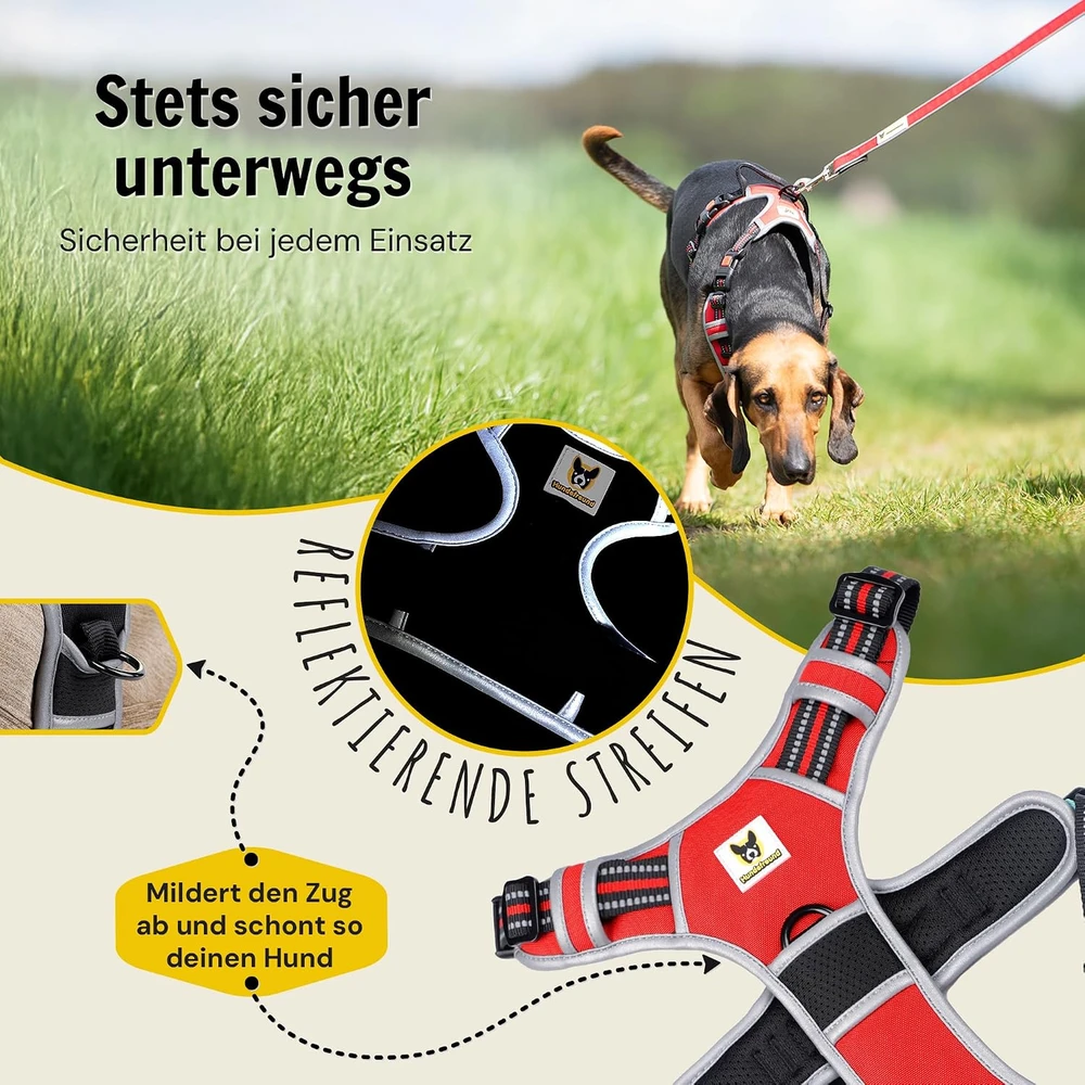 Hundefreund šunų petnešos dideliems šunims, atšvaitinės, reguliuojamos, L dydžio