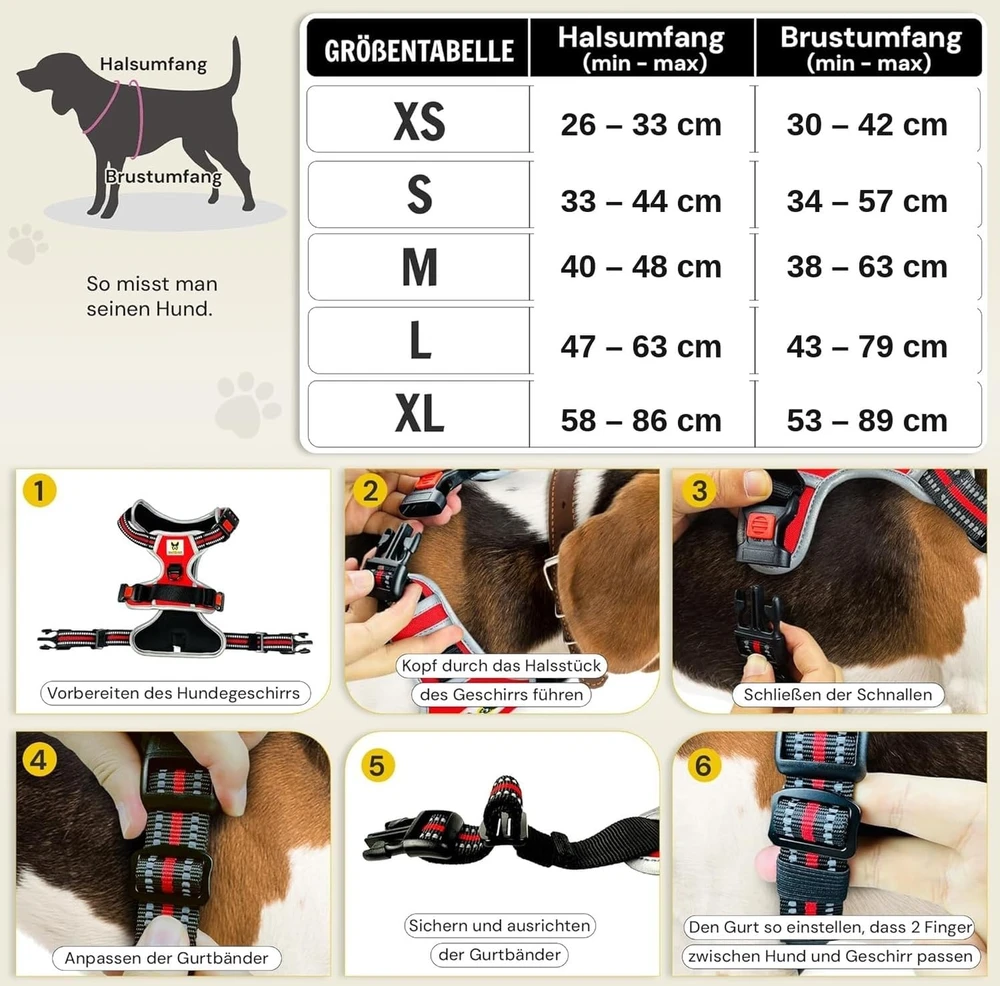 Hundefreund šunų petnešos dideliems šunims, atšvaitinės, reguliuojamos, L dydžio