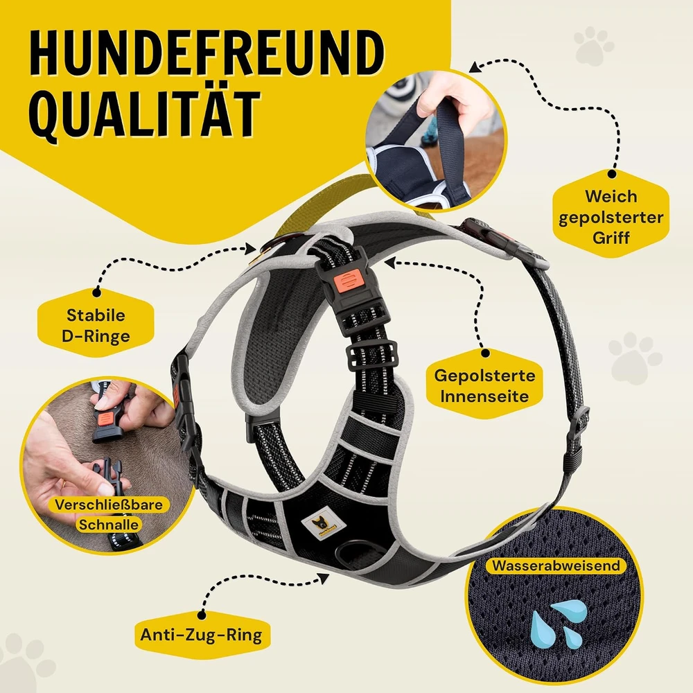 Hundefreund šunų petnešos dideliems šunims, L dydžio, juodos, atšvaitinės