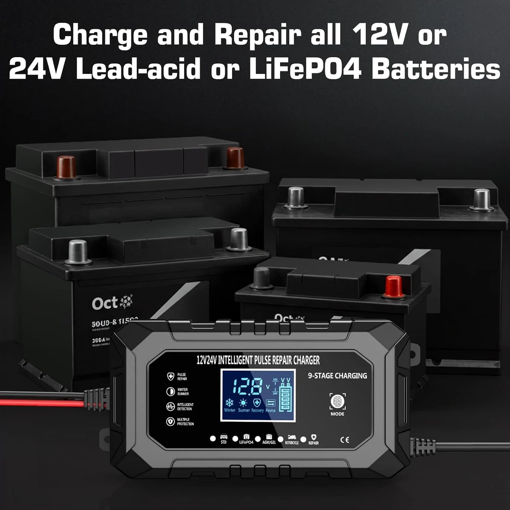 Husgw automobilinis akumuliatorių įkroviklis 12 V 15 A / 24 V 8 A 15A
