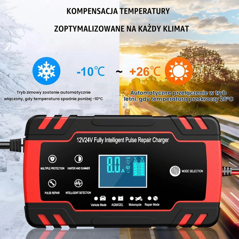 Husgw automobilio akumuliatorių įkroviklis 12 V/24 V, 8 A, ZYX-J30