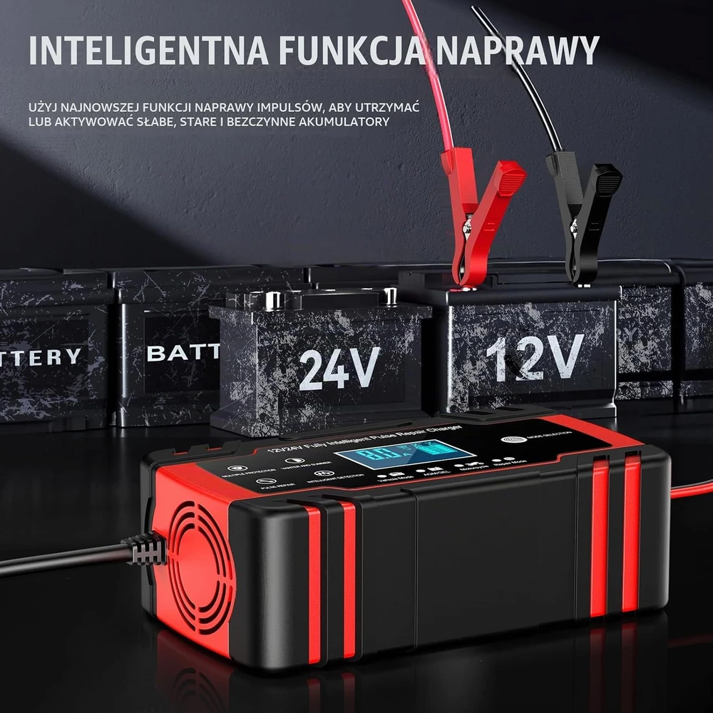 Husgw automobilio akumuliatorių įkroviklis 12 V/24 V, 8 A, ZYX-J30
