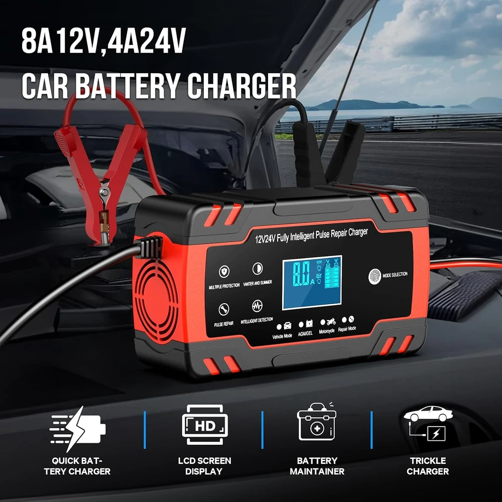 Husgw automobilio akumuliatorių įkroviklis 12 V/24 V, 8 A, ZYX-J30