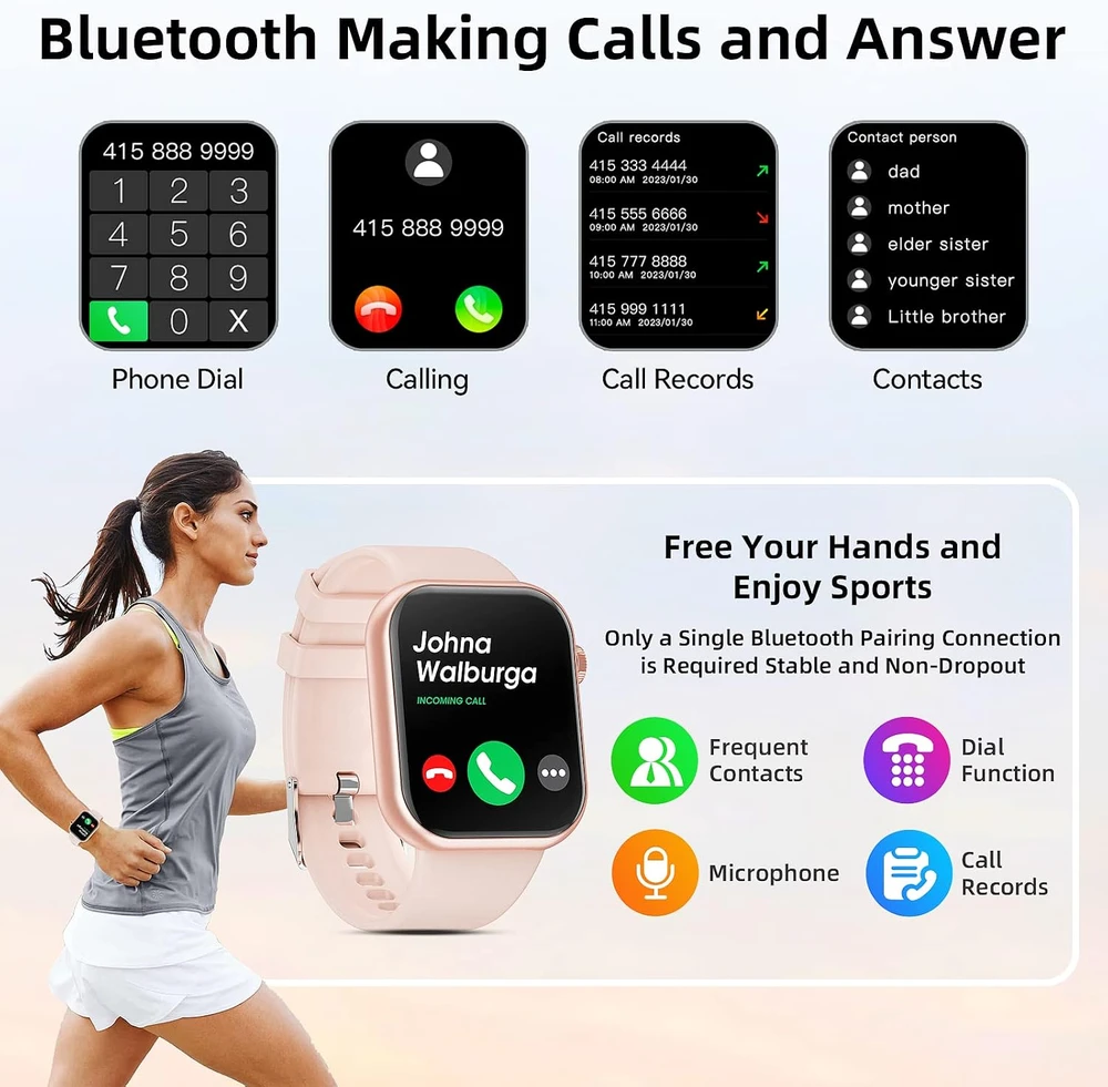 Hwagol išmanusis laikrodis Bluetooth su skambinimu, 1.85 col., IP67, G20