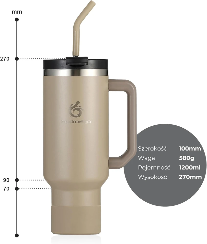 hydro2go termopuodelis 1,2 l su šiaudeliu, rankena ir sandariu dangteliu 40oz Tumbler