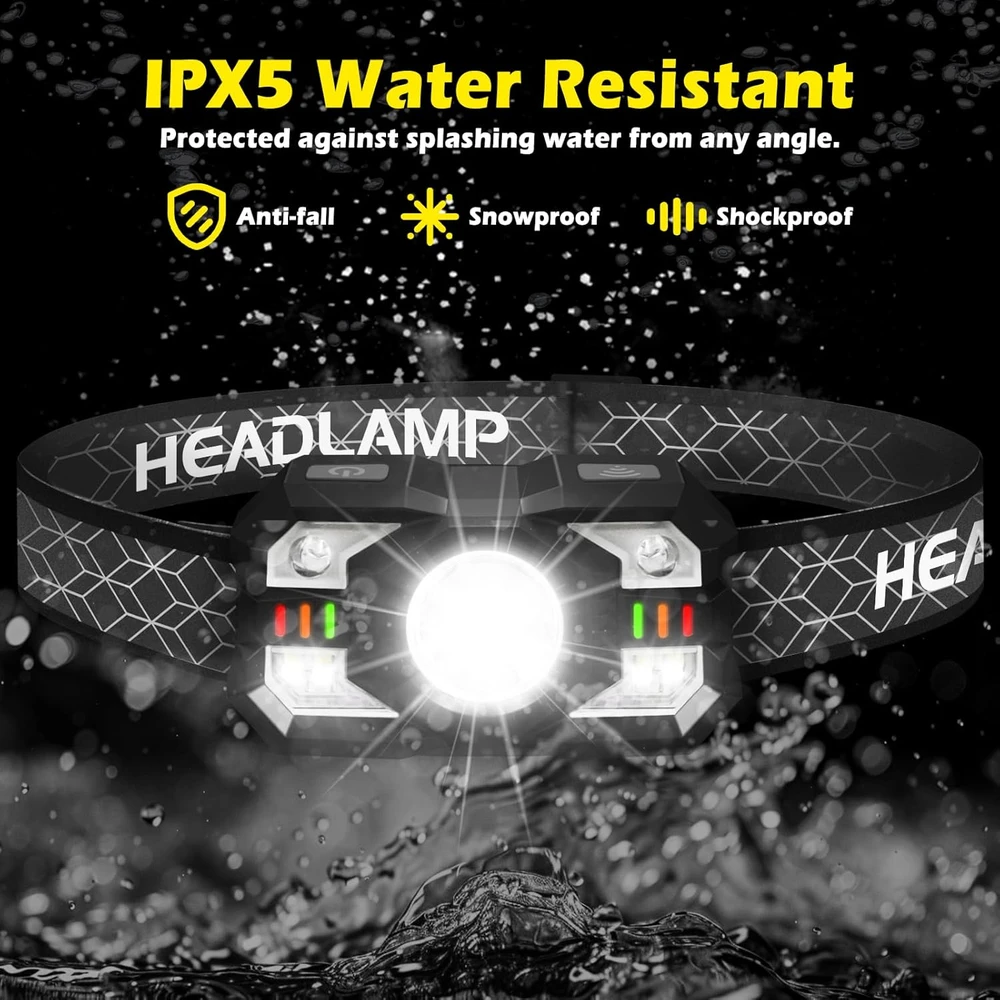 Hyted žibintuvėlis ant galvos, LED, 2000 lm, įkraunamas, 10 režimų, IPX5, ZL-009, 2 vnt.