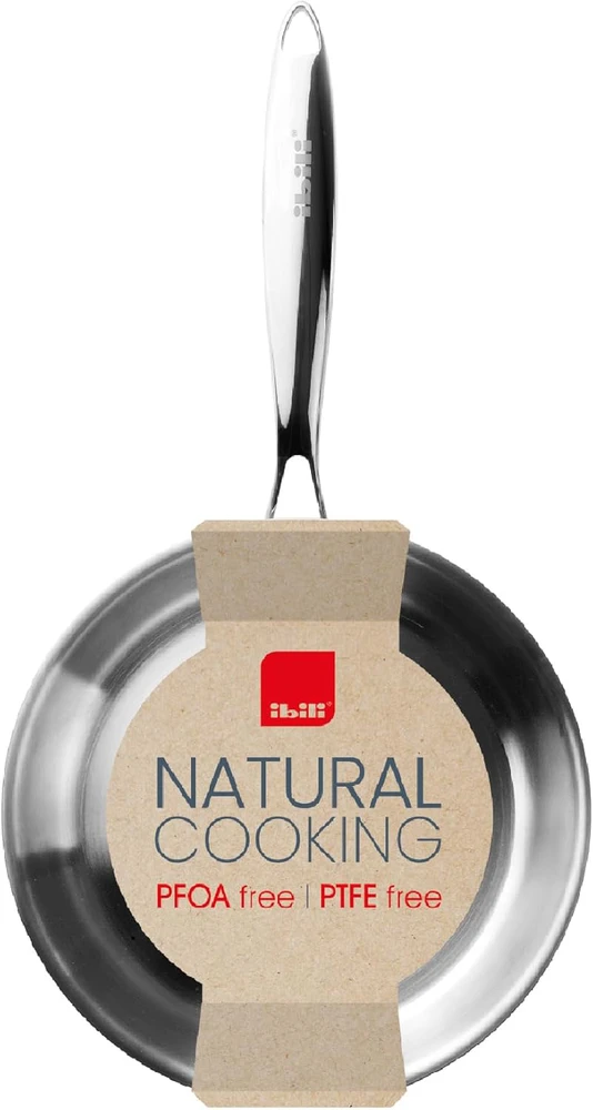 IBILI trijų sluoksnių nerūdijančio plieno keptuvė be dangos, 28 cm, Triply Natural 652928
