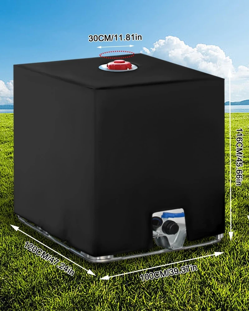 IBS IBC vandens talpos uždangalas, UV atspari 1000 l plėvelė, 120 x 100 x 116 cm, 2 vnt.