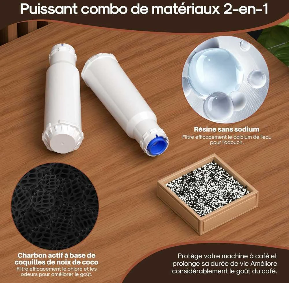 ICEPURE vandens filtrai kavos aparatams, aktyvuotos anglies ir dervos, suderinami su Krups F088 Pro Aqua, 6 vnt.