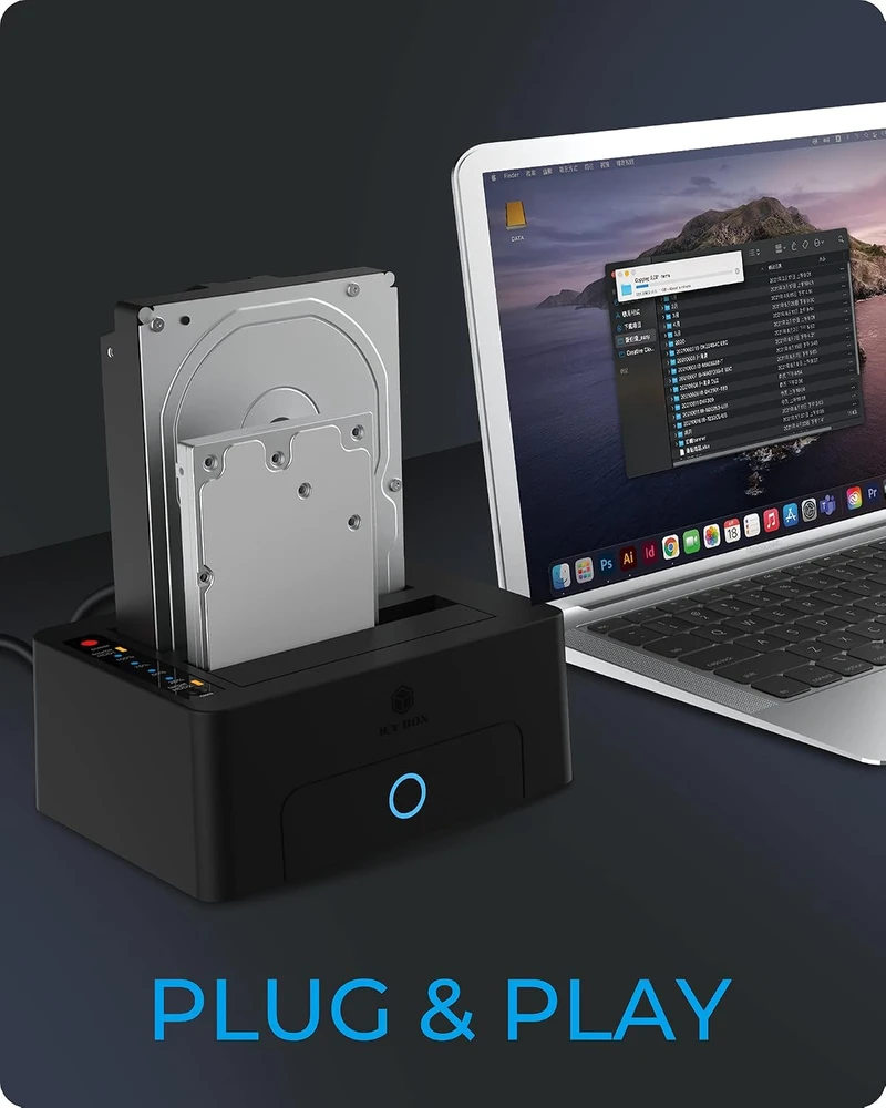 Icy Box „RaidSonic ICYBOX IB-1232CL-U3 2Bay“ prijungimo / klonavimo stotis, skirta 2,5 colio ir 3,5 colio HDD „Sata USB 3.2 Gen 1“