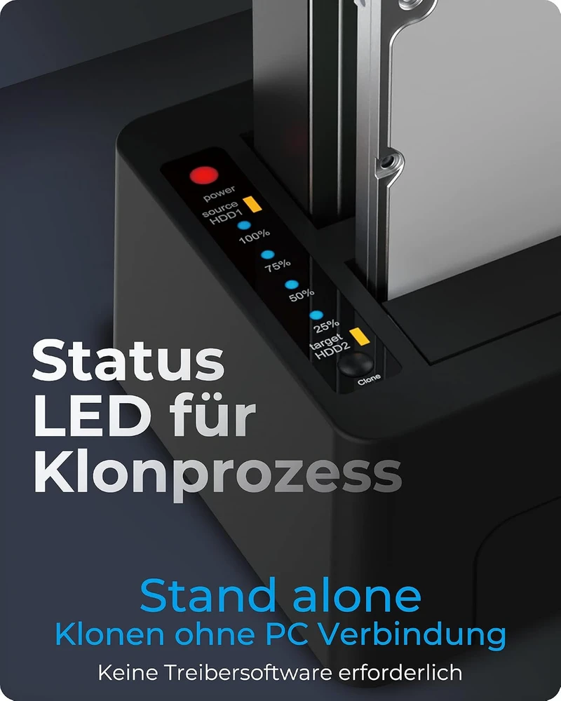 Icy Box „RaidSonic ICYBOX IB-1232CL-U3 2Bay“ prijungimo / klonavimo stotis, skirta 2,5 colio ir 3,5 colio HDD „Sata USB 3.2 Gen 1“