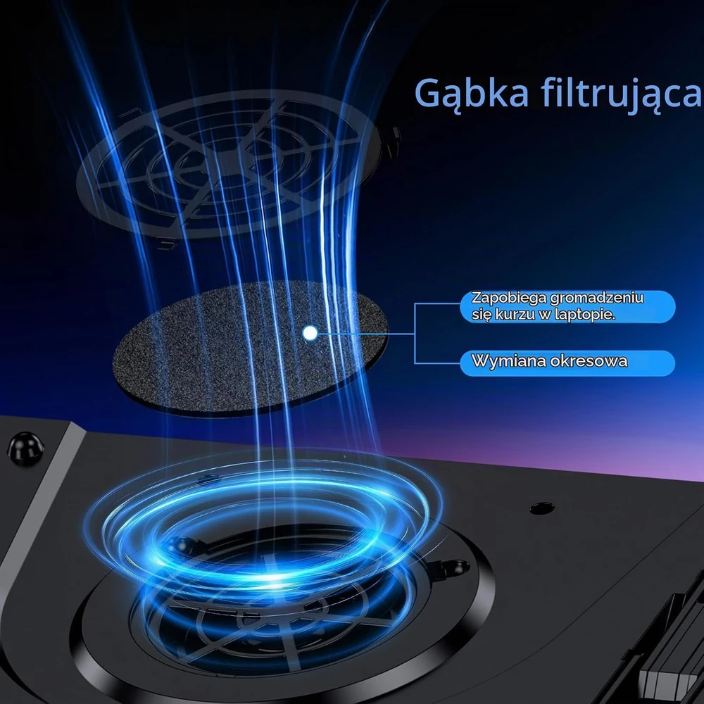 IETS GT300B1 nešiojamojo kompiuterio aušinimo stovas su turboventiliatoriumi, 10–17 col.