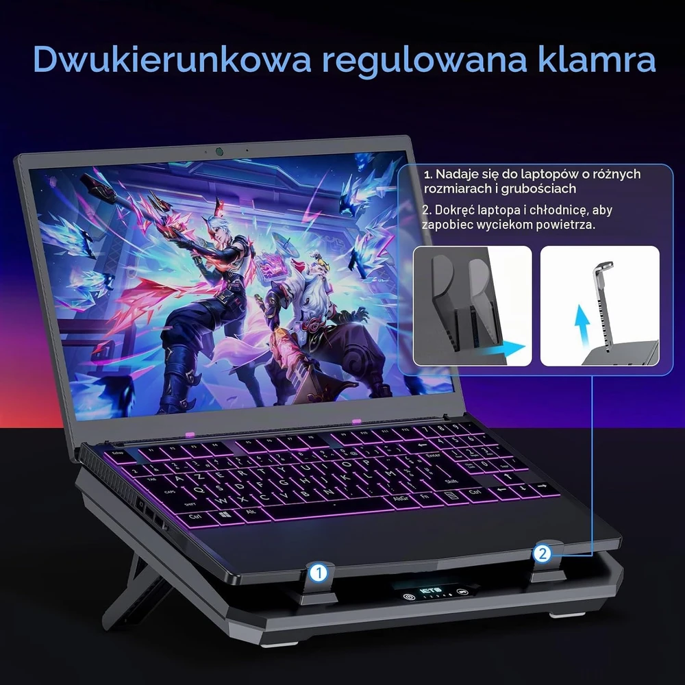 IETS GT300B1 nešiojamojo kompiuterio aušinimo stovas su turboventiliatoriumi, 10–17 col.