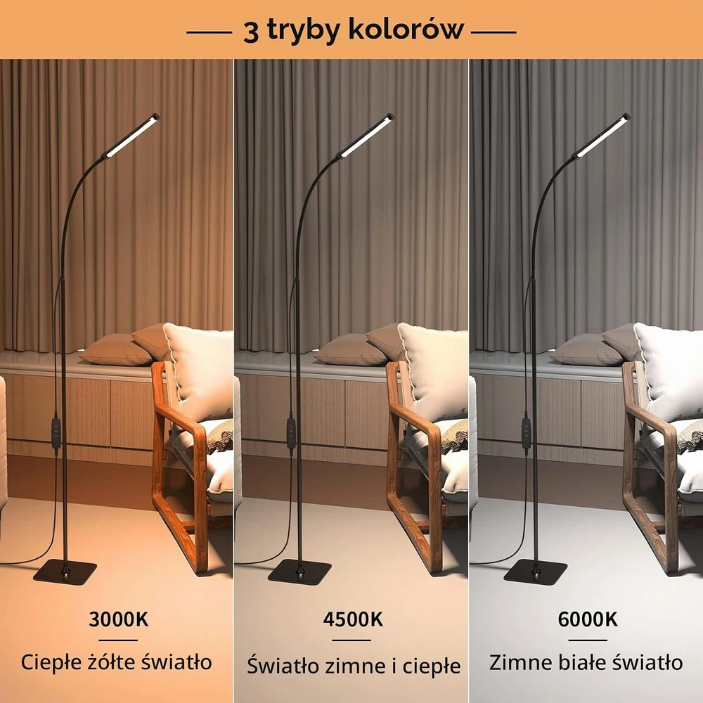iFalarila LED grindų lempa 10 W, 120 LED, reguliuojama spalvinė temperatūra TBL724-BK