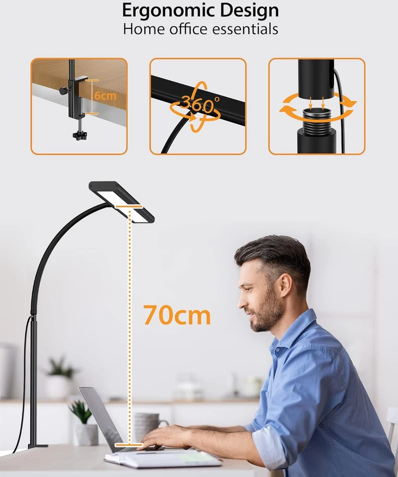 iFalarila LED stalinė lempa su spaustuku, 160 LED, 10 W, TBL727-BK