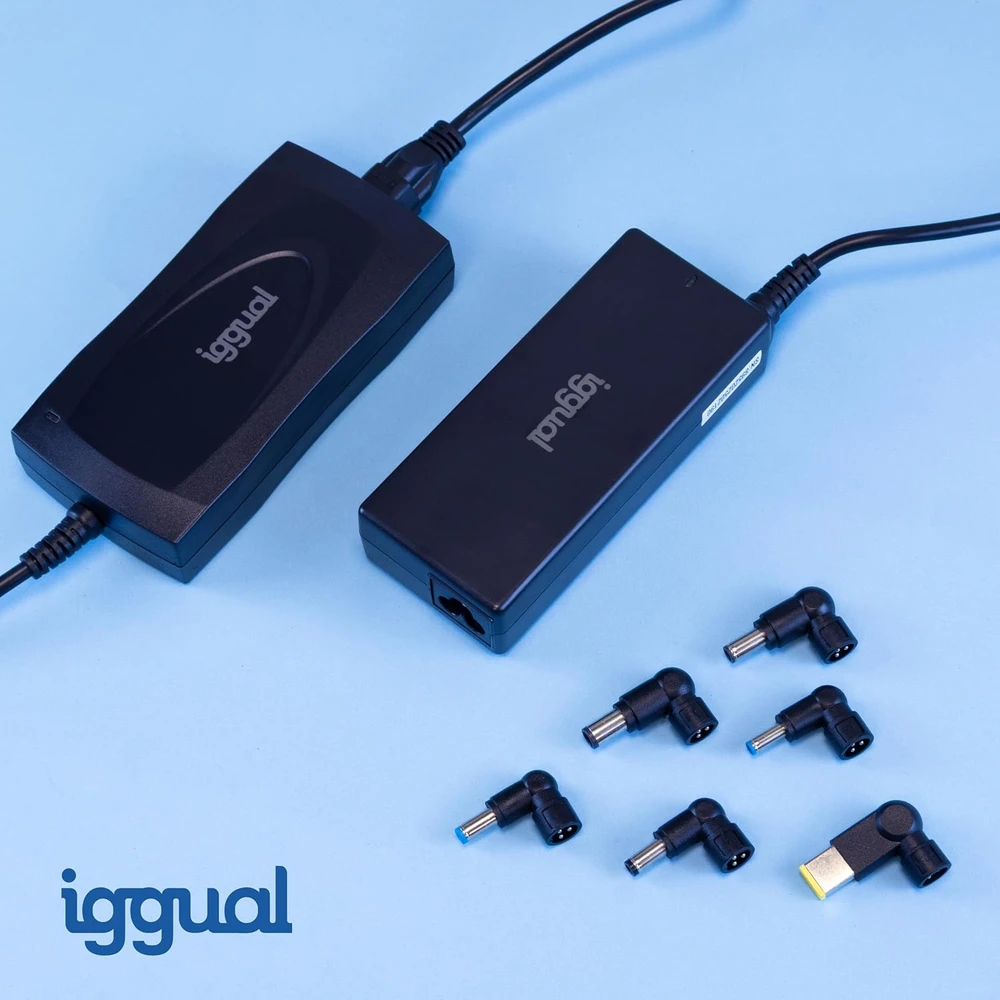Iggual universalus nešiojamųjų kompiuterių kroviklis 120 W, 5 keičiamos DC jungtys, CUA-5T-120 W