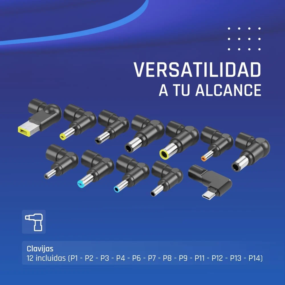 iggual universalus nešiojamųjų kompiuterių kroviklis 90 W, 12 keičiamų jungčių, USB-C, automatinis įtampos pasirinkimas, CUA-C-12T-90 W