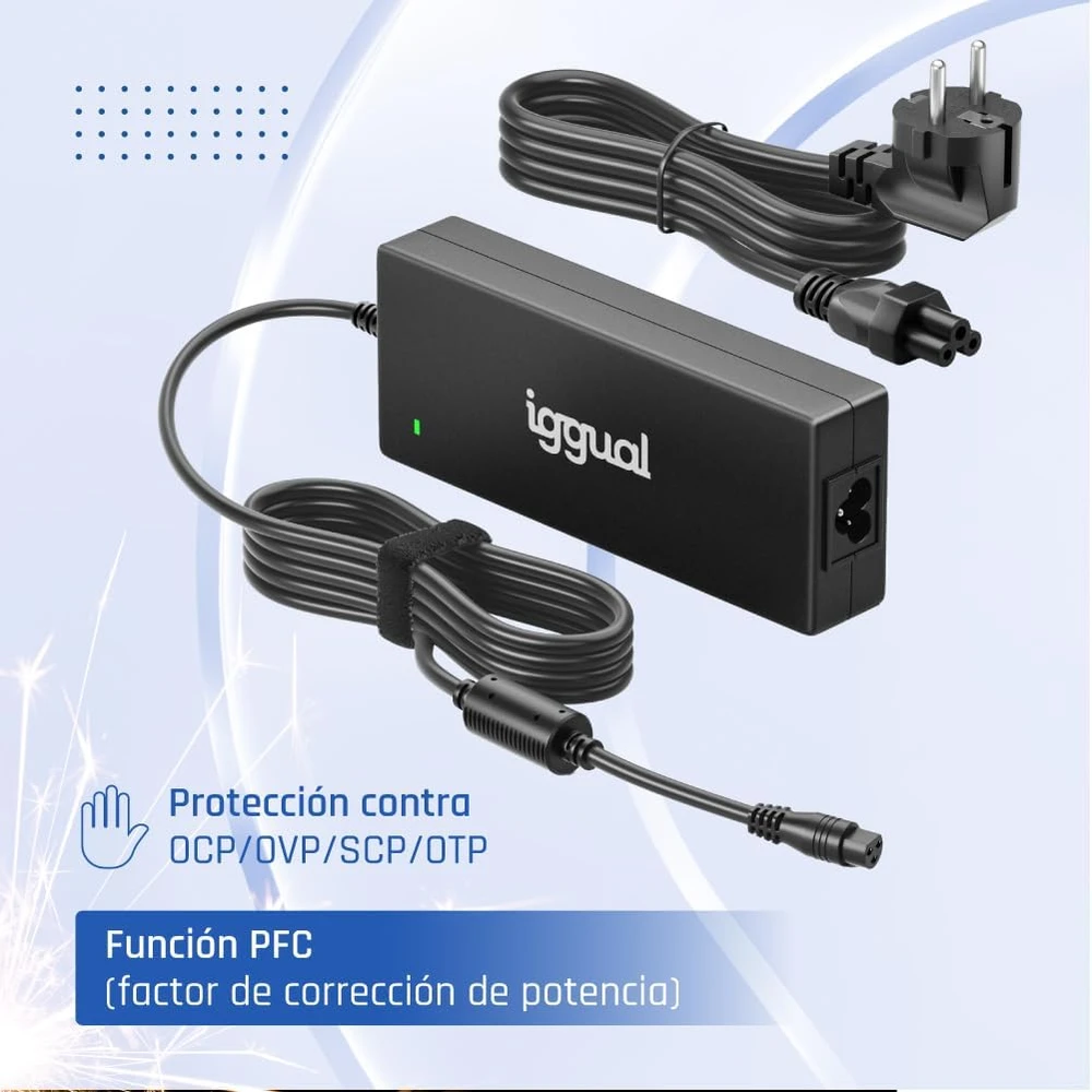 iggual universalus nešiojamųjų kompiuterių įkroviklis 240 W, 6 keičiami kištukai, 18–20 V, 12 A, 2.4 m laidu, CUA-6T-240 W