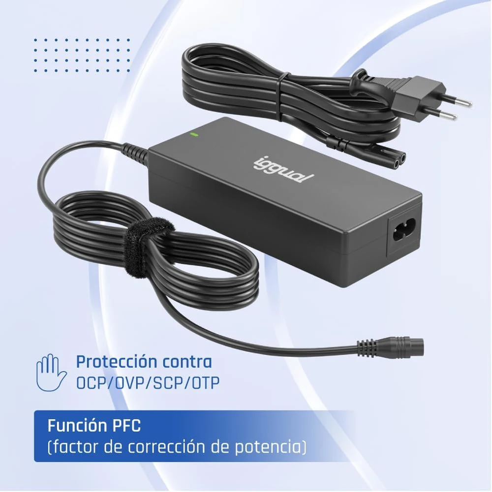 iggual universalus nešiojamųjų kompiuterių kroviklis 90 W, 12 keičiamų jungčių, USB-C, automatinis įtampos pasirinkimas, CUA-C-12T-90 W
