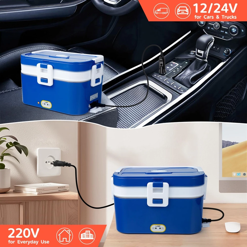 ihakkason elektrinė priešpiečių dėžutė su šildymu 80 W, 1,8 l, 12 V/24 V/220 V