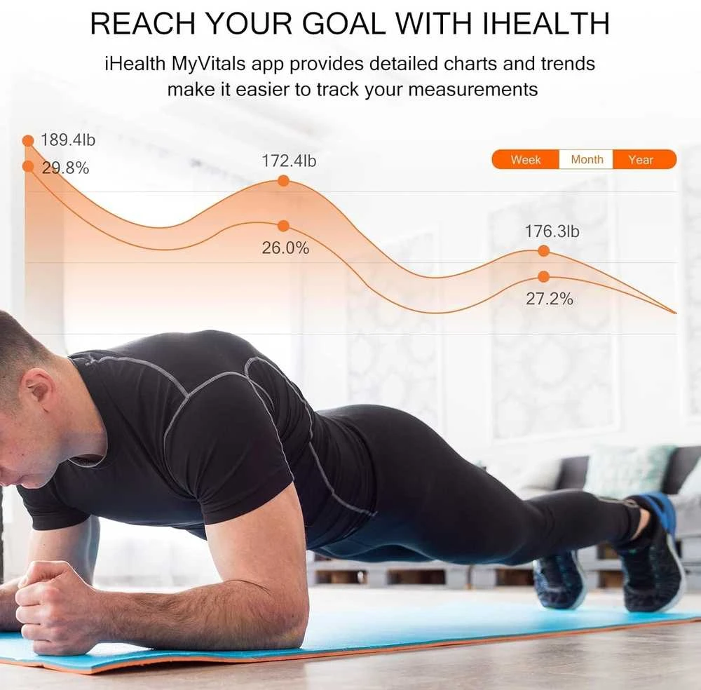 iHealth | Belaidės kūno sudėties svarstyklės | Nexus Pro | Maksimalus svoris (keliamoji galia) 181 kg | Kūno masės indekso (KMI) matavimas | Juodas