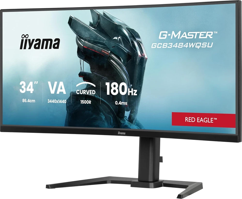 Monitorius „iiyama G-Master GCB3484WQSU-B1 Raudona Eagle“ – 180 Hz | UWQHD | 34 colių | VA | 0,4 ms