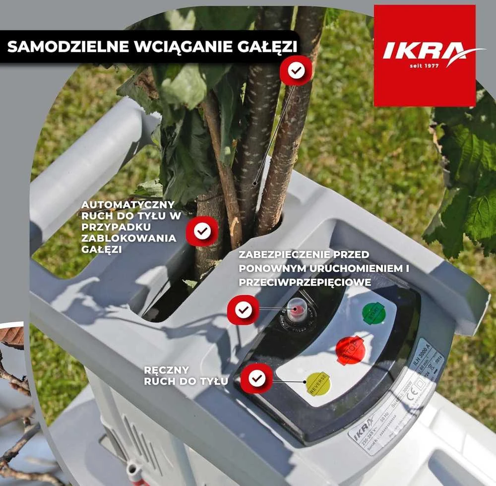 IKRA sodo šakų smulkintuvas elektrinis 3000 W iki 44 mm ILH 3000 A