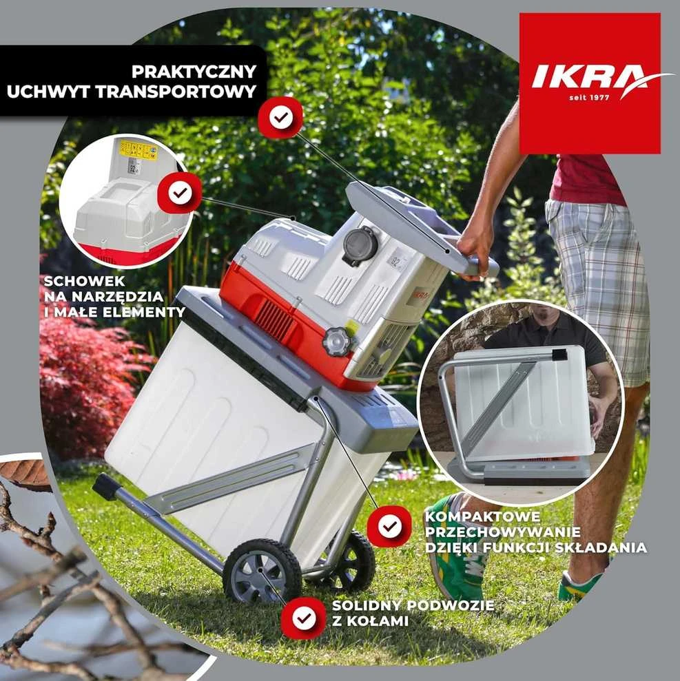IKRA sodo šakų smulkintuvas elektrinis 3000 W iki 44 mm ILH 3000 A