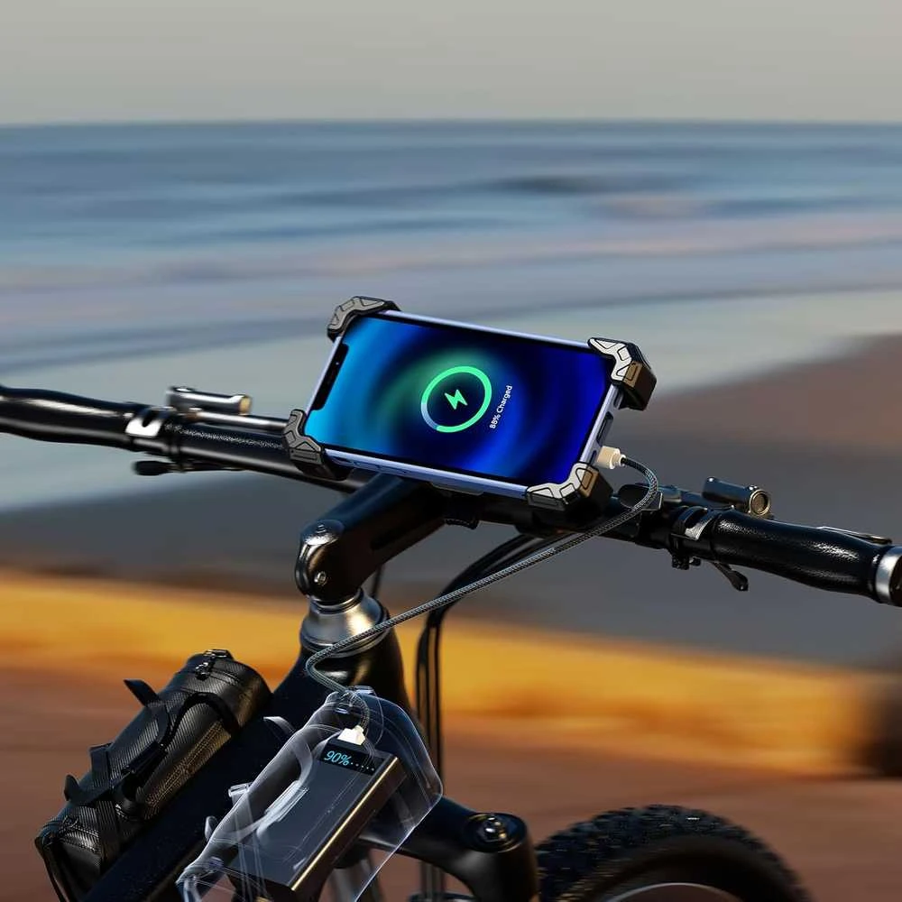 iMESTOU motociklo telefono laikiklis su belaidžiu ir USB-C įkrovimu 36 W, tinka 14–18,3 cm telefonams, M11