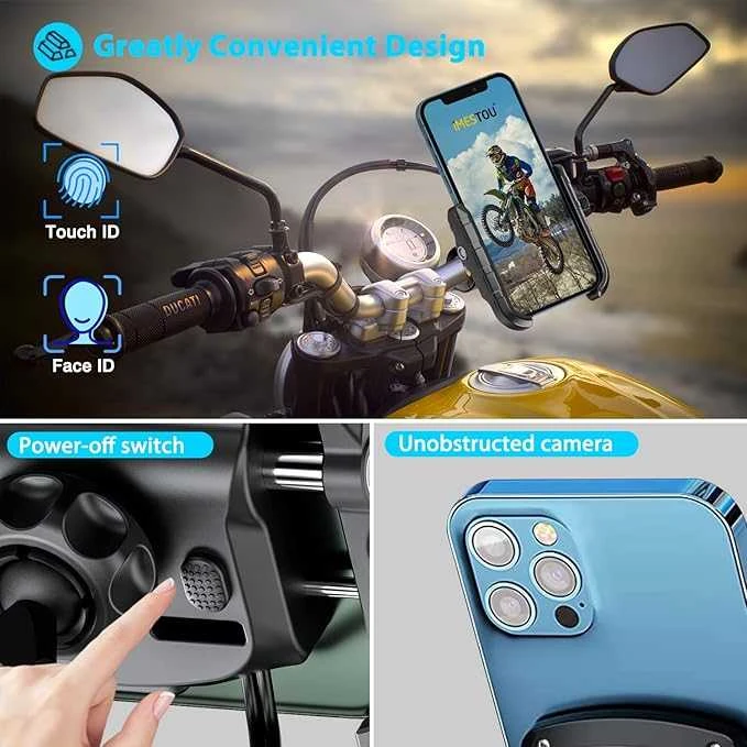 iMESTOU Motociklo telefono laikiklis su greitu įkrovimu