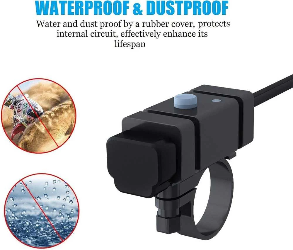 iMESTOU SAE į USB adapteris motociklui, 2 x USB 2,4 A, įmontuotas voltmetras, OT-2