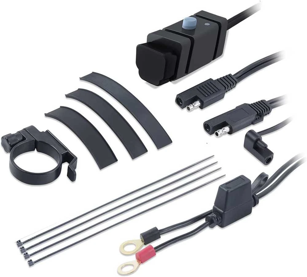 iMESTOU SAE į USB adapteris motociklui, 2 x USB 2,4 A, įmontuotas voltmetras, OT-2
