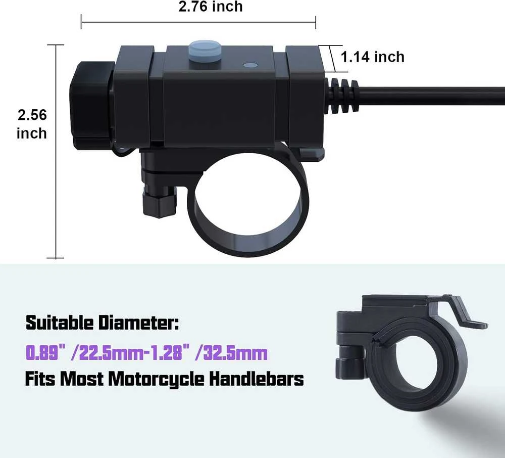 iMESTOU SAE į USB adapteris motociklui, 2 x USB 2,4 A, įmontuotas voltmetras, OT-2