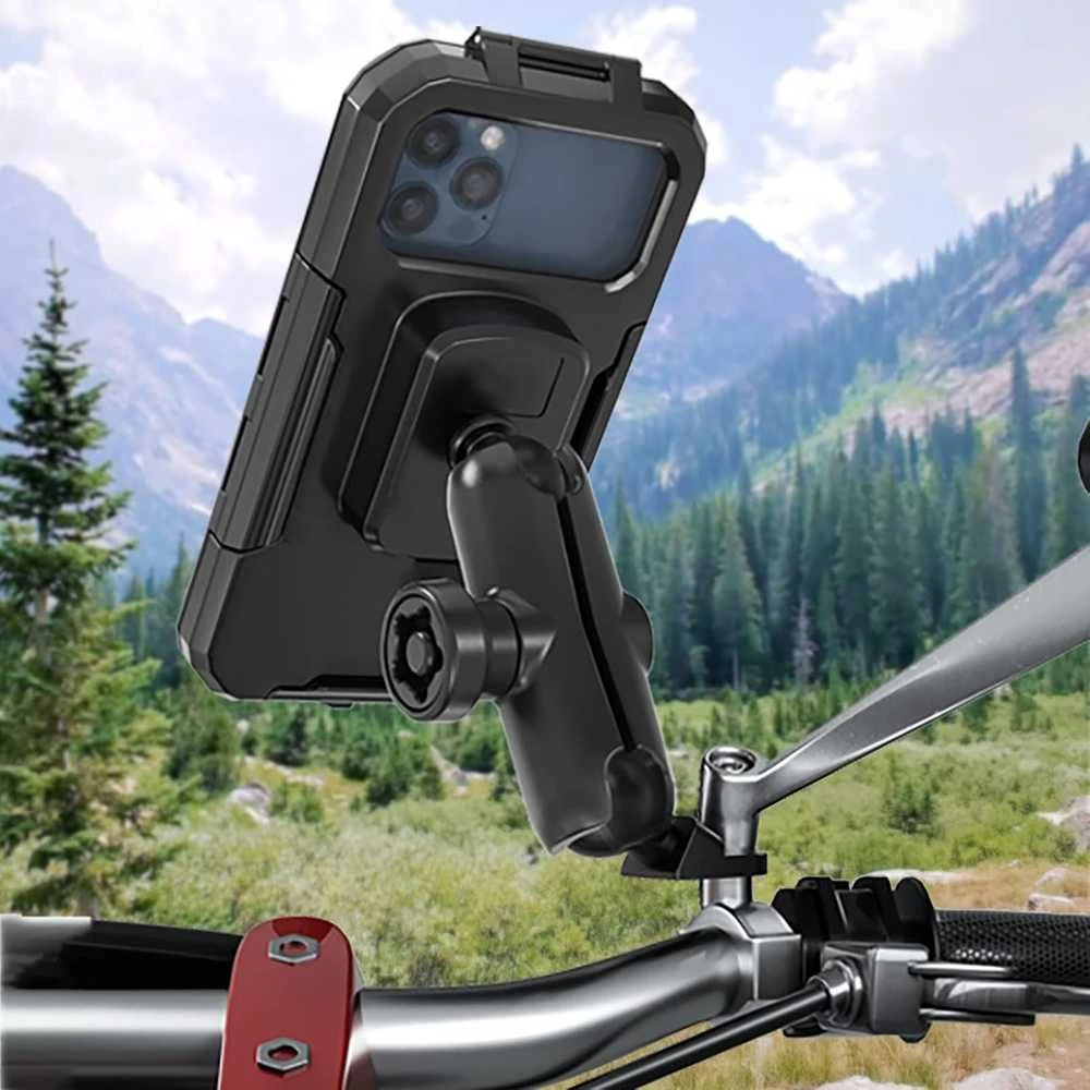 iMESTOU vandeniui atsparus telefono laikiklis motociklui ir dviračiui, veidrodėlio tvirtinimas, 2,5 cm rutulinis, 720° pasukimas, modelis M18C-RL