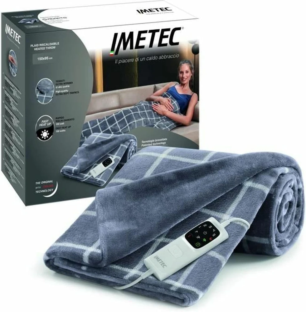 Imetec elektrinis šildomas pledas CaldoPlaid Velvet Square 150 x 95 cm, 150 W, 16775