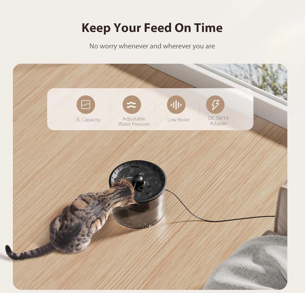 IMIPAW automatinis 2-in-1 pašaras ir vandens fontanas katėms, programuojamas, 3 l talpa, IP-W03K