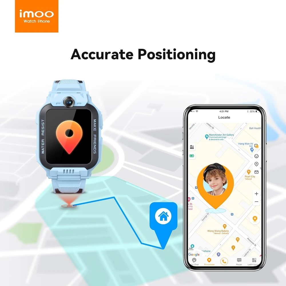 imoo vaikų išmanusis laikrodis GPS, dvi kameros, IPX8 atsparumas vandeniui, Z7