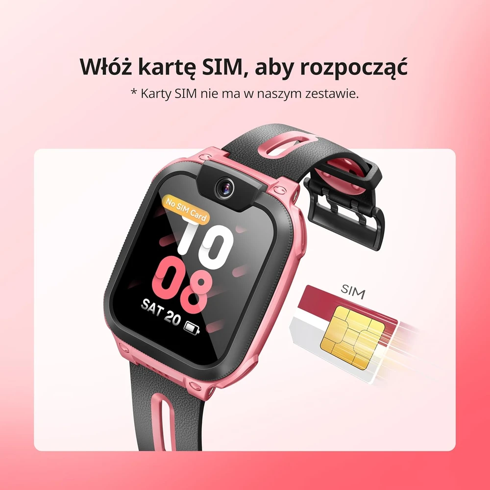 imoo vaikų išmanusis laikrodis su GPS, 4G, vaizdo skambučiais, vandeniui atsparus, Z1 rožinis