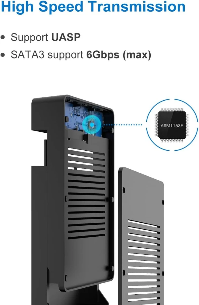 Inateck išorinis SATA HDD ir SSD dėklas 2.5/3.5 col., USB 3.0, 20 TB, FE3002