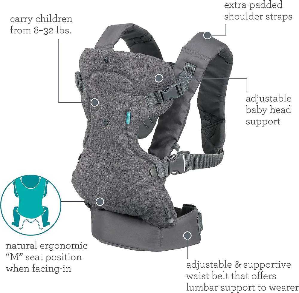 Infantino kūdikio nešioklė Flip 4 viename su ergonomine sėdyne, 3,6–14,5kg, 200183-03
