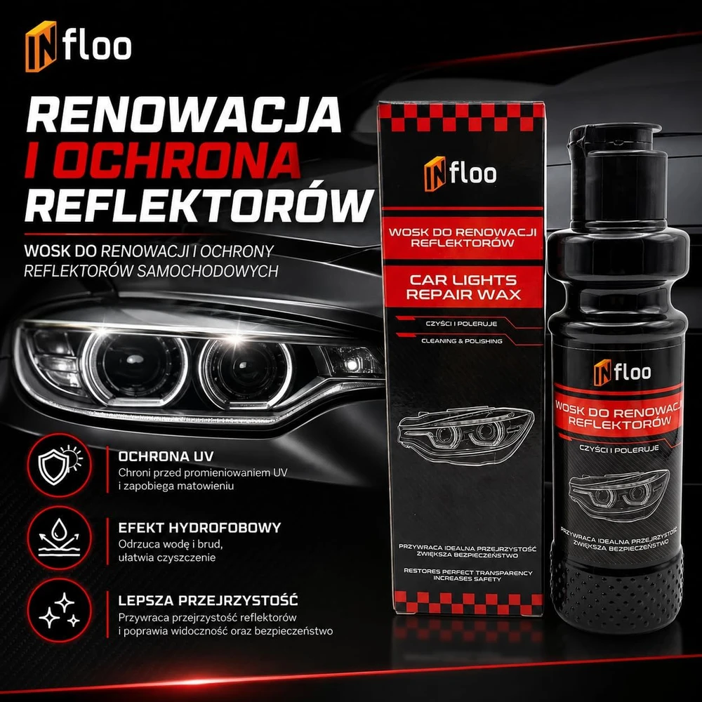 INfloo automobilių žibintų atnaujinimo vaškas 100 g su UV apsauga INF-WAX-100