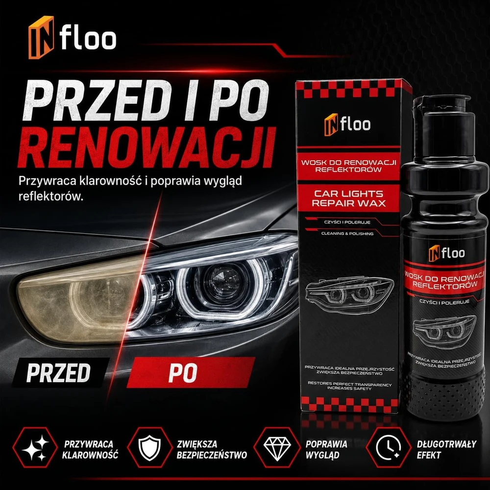 INfloo automobilių žibintų atnaujinimo vaškas 100 g su UV apsauga INF-WAX-100