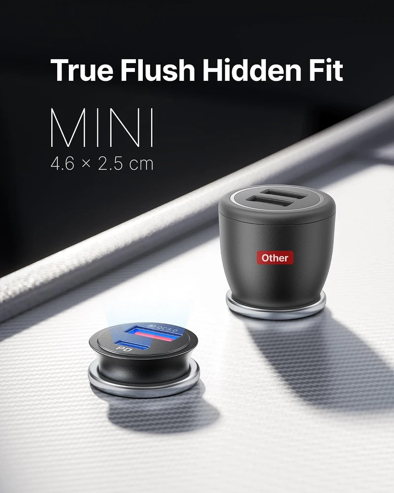 INIU automobilinis įkroviklis 60 W su USB-C ir USB-A, PD bei QC 3.0 greituoju įkrovimu
