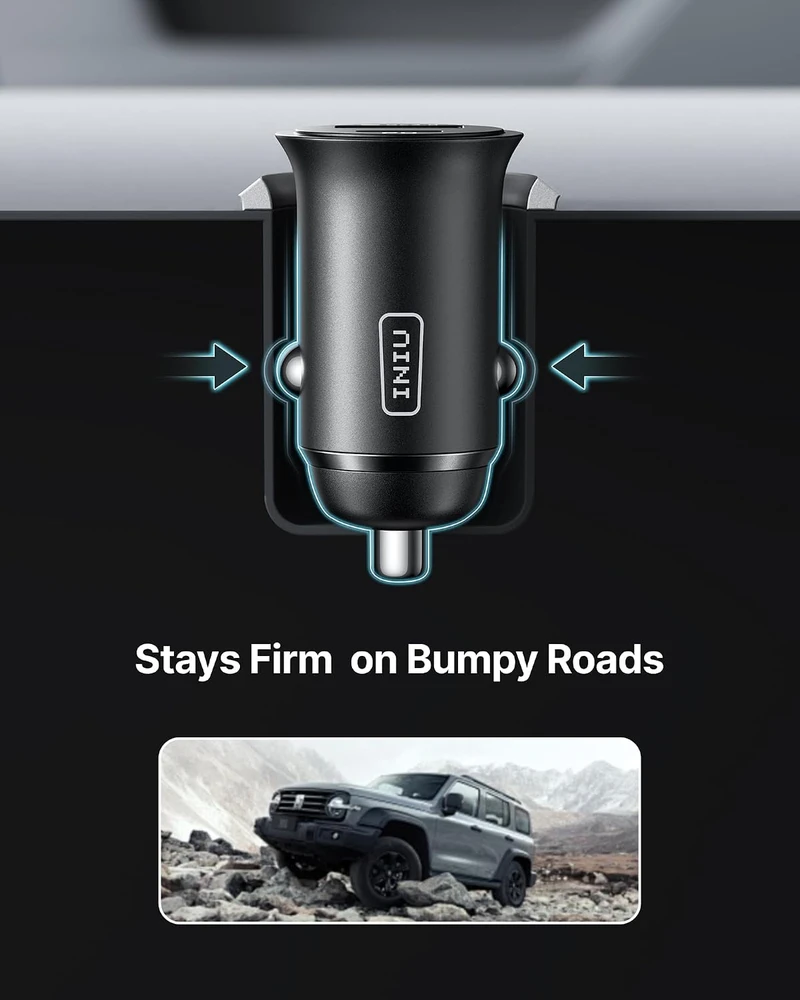 INIU automobilinis įkroviklis 60 W su USB-C ir USB-A, PD bei QC 3.0 greituoju įkrovimu