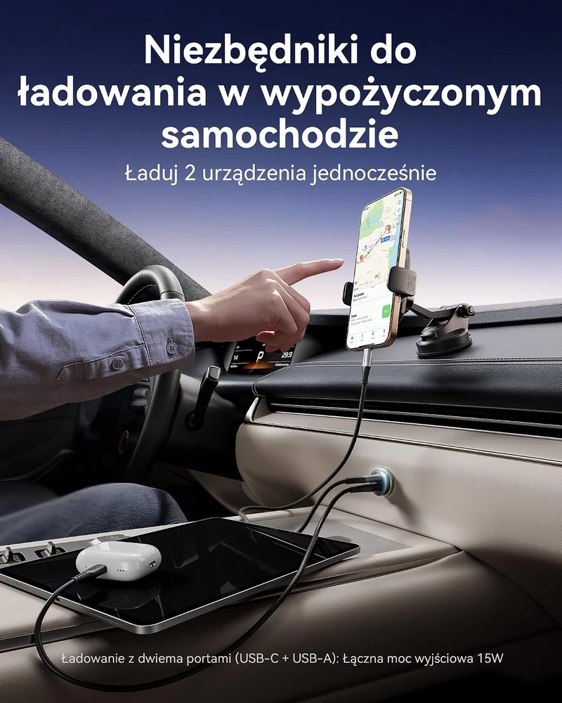 INIU automobilinis kroviklis 60 W, USB-C ir USB-A, PD 3.0, greitasis įkrovimas, metalinis, CI-710