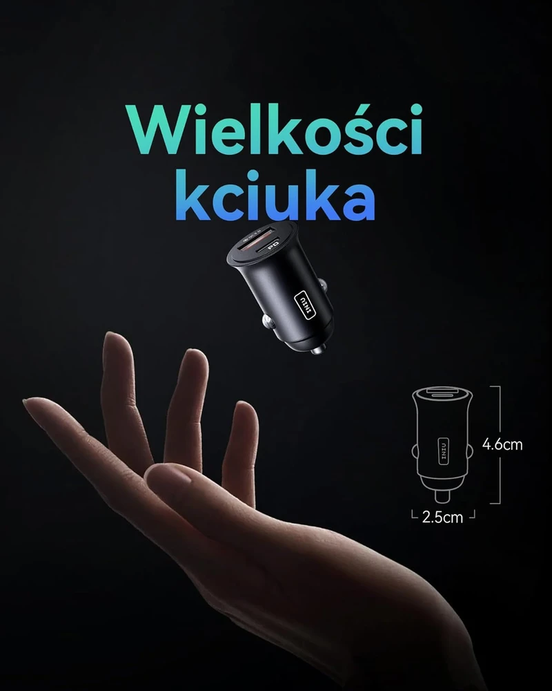 INIU automobilinis kroviklis 60 W, USB-C ir USB-A, PD 3.0, greitasis įkrovimas, metalinis, CI-710
