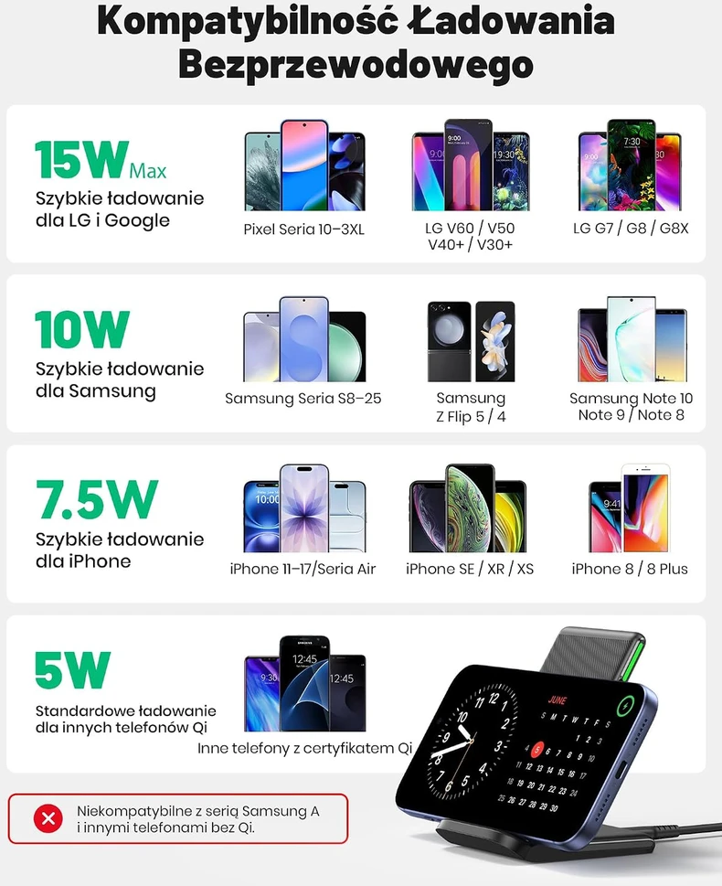 INIU belaidis įkroviklis-stovas Qi 15 W su USB-C jungtimi, 2 vnt., WI-211