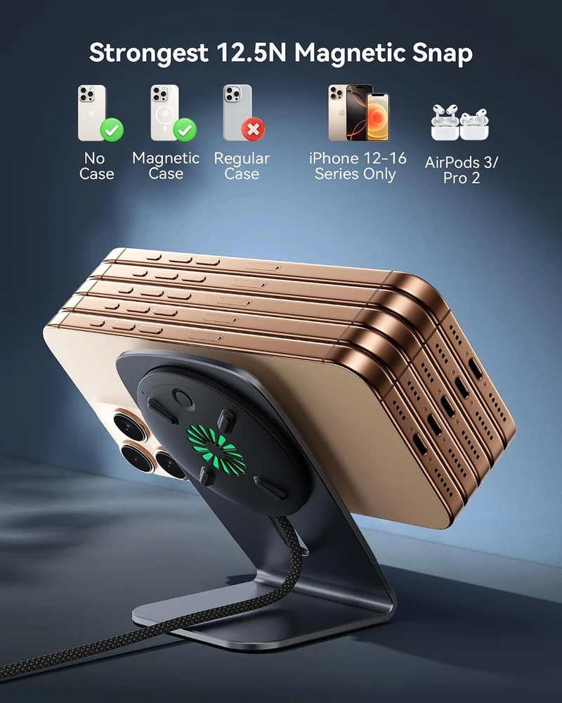 INIU belaidis magnetinis įkroviklis Qi2 15 W su USB-C jungtimi W21-E1