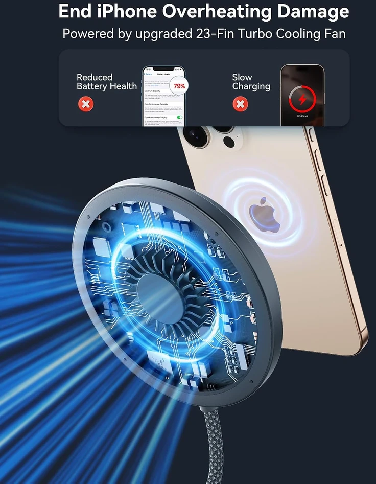 INIU belaidis magnetinis įkroviklis Qi2 15 W su USB-C jungtimi W21-E1